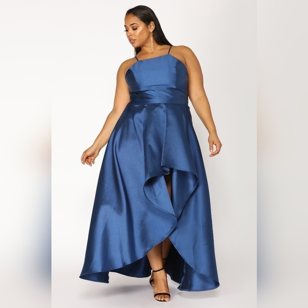 Fashion Nova Navy Blue High Low Formal Dress Plus Size 1X
